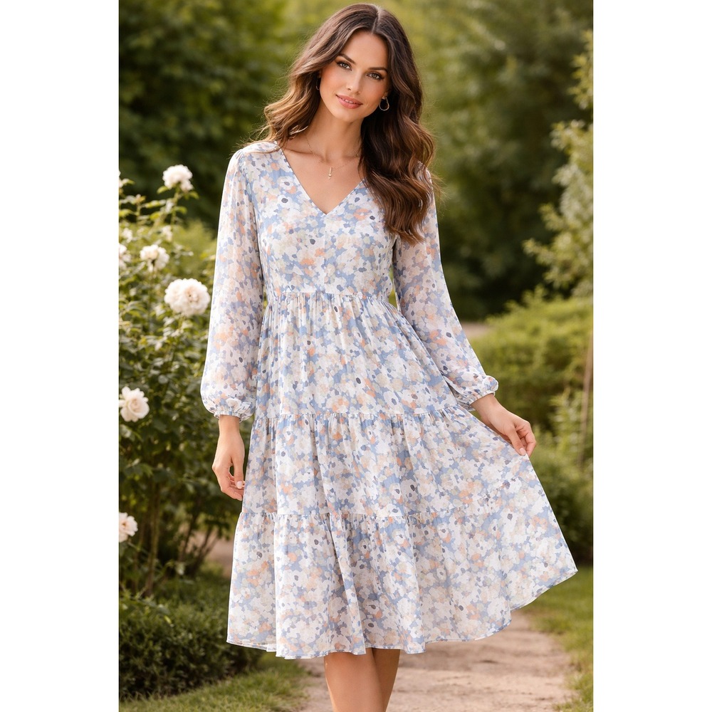 Joie Dress Blue‎ Floral Boho Coastal Cottagecore Romantic Prairie Tiered Dress